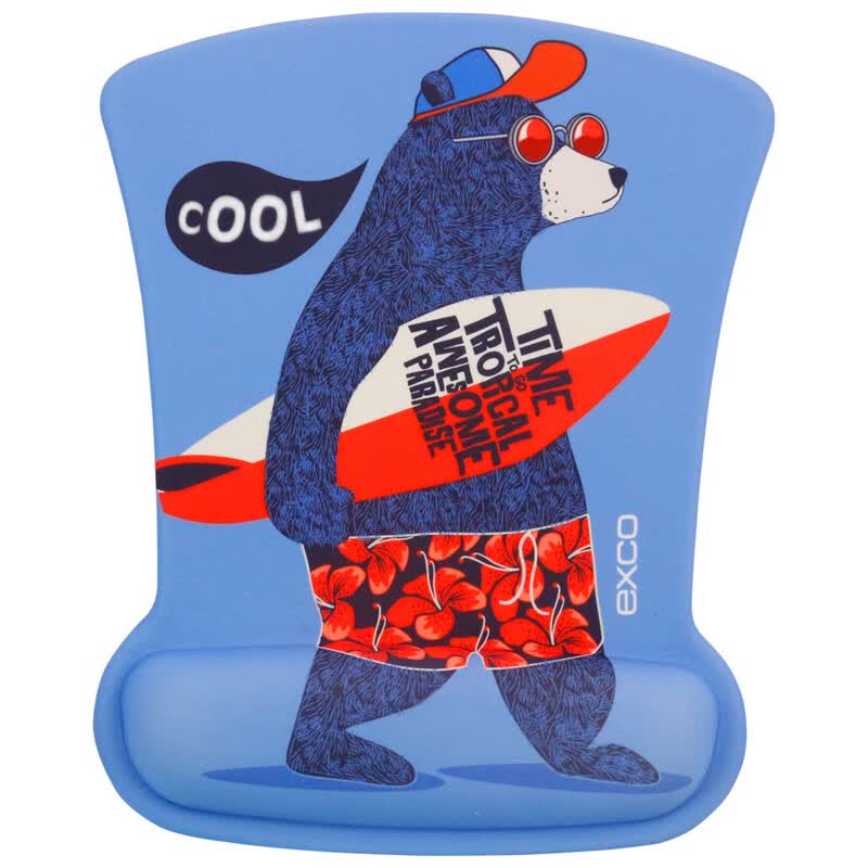 appropriate cool exco surfing bear memory cotton art wrist mouse pad