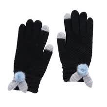 cycling-Nuevos guantes de invierno para mujer con decoraci&oacute;n de bolas de felpa Pantalla t&aacute;ctil Lana Mensajes de texto gruesos Conducci&oacute;n Ciclismo Guantes para correr on JD