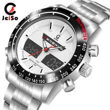men-watches-Fashion Men Sports Watches outdoor Male Digital Analog watch Military silver Steel wristwatch on JD