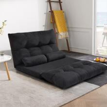 Sofa Bed Adjustable Folding Futon Sofa Video Gaming Sofa Lounge Sofa with Two Pillows