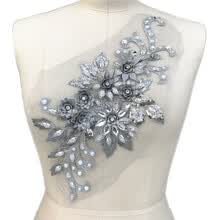 patches-3D Colorful Flower Gray Embroidered Rhinestone Lace Beaded Applique with Sequins DIY Fabric Trim for Clothes Accessories Hardware on JD