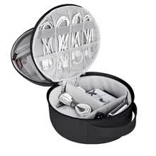 makeup-bags-cases-Connotaci&oacute;n Cable de datos redondo bolsa de almacenamiento caja del cargador l&iacute;nea de carga accesorios digitales port&aacute;tiles bolsa de acabado doble gris DZDIYD-M on JD