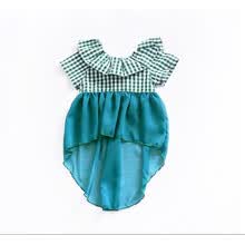girl-clothing-Ropa para ni&ntilde;os en Europa y Estados Unidos. Moda de verano con malla verde. Costura de malla. Falda de cola irregular. on JD