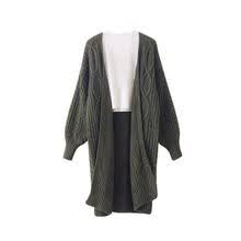-Oto&ntilde;o Invierno Mujer Su&eacute;ter largo C&aacute;rdigan Tallas grandes Su&eacute;teres de punto sueltos Abrigo femenino Manga de linterna Puntada abierta Jumper Cardiga on JD