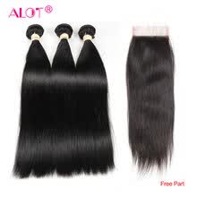 bundles-with-closure-Mucho pelo brasile&ntilde;o recto 3 paquetes con el cierre 7A pelo virginal sin procesar brasile&ntilde;o barato pelo recto tejido del pelo humano on JD