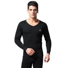 -Siete lobos SEPTWOLVES ropa interior t&eacute;rmica de los hombres establece la base de algod&oacute;n base delgada con cuello en V 98146 negro XL on JD