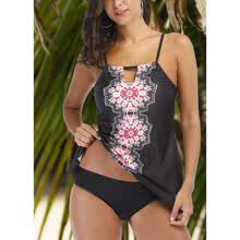 -2018 Mujeres Tankini traje de ba&ntilde;o de talla grande Tribal estampado Bikini acolchado Set Push Up Beachwear on JD