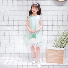 girl-clothing-2018 verano nueva desgaste de los ni&ntilde;os de la muchacha dulce p&eacute;talo borde una l&iacute;nea falda en la falda del vestido de los ni&ntilde;os grandes on JD