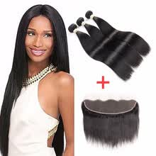 bundles-with-closure-Brazilian Virgin Hair Straight With Lace Frontal Closure Ear To Ear Lace Frontal Closure With Bundles Brazilian Straight HCDIVA on JD