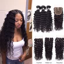 bundles-with-closure-Incre&iacute;bles paquetes de Star Deep Wave con cierre de cabello virgen de Malasia con cierre de cabello humano con cierre 4x4 suave y animoso on JD