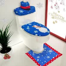 -3 unids / set Decoraciones de ba&ntilde;o de Navidad Cubierta del asiento del inodoro + Alfombra en forma de U + Tapa del tanque y Tissue Box Cover Set Adornos de Navidad on JD