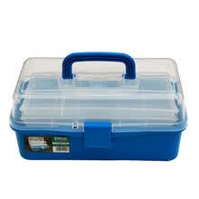 -LAOA 12.5 pulgadas color caramelo hogar pl&aacute;stico transparente caja de herramientas de hardware de tres capas rosa rojo LA111904 on JD