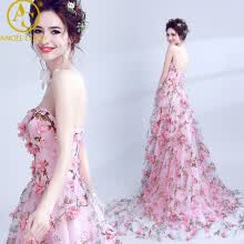 Wedding Guest Dresses Weddings Formal Events Women S Clothing Sold Robe De Soiree Longue Long Tulle Evening Dress Party Vestido Festa Flowers A Line Elegant Pink Prom Gown Abendkleider